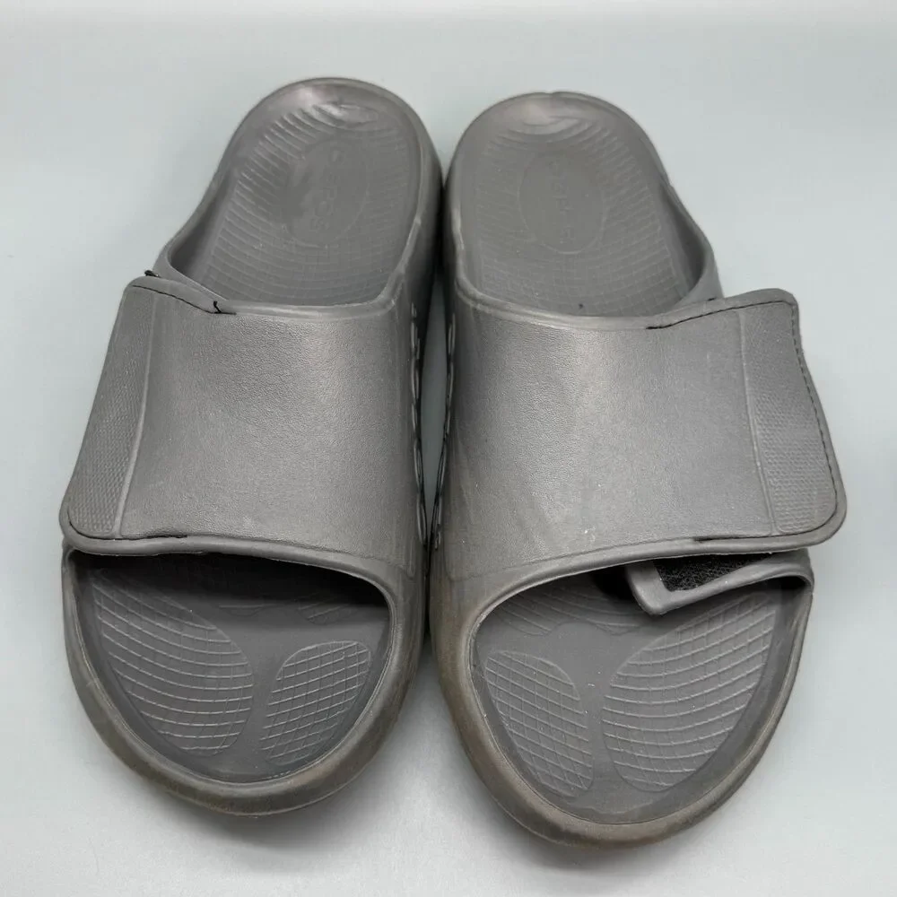 OOFOS OOahh Sport Flex Men 14 Slate Gray Slides Sandals Slip-On Open Toe Comfort